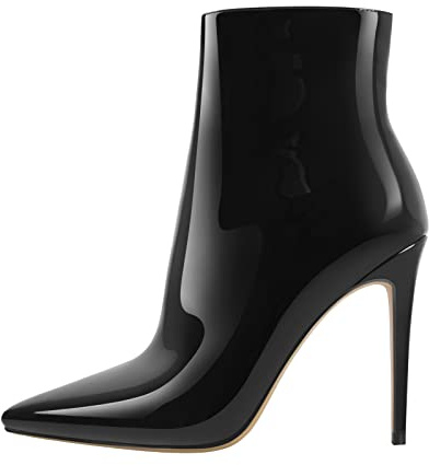 Only maker Bottines pointues pour femme, Vernis noir., 41 EU