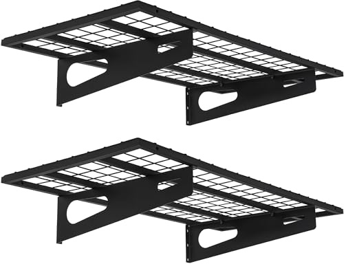 Garagenregal, 45,7 x 91,4 cm, Wandregal, Garage, Lagerregal, Wandmontage, schwebende Regale, Schwarz, 2 Stück