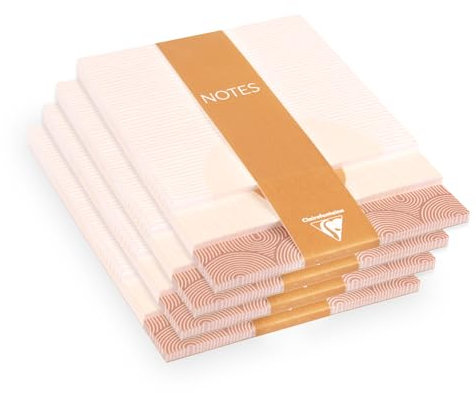 Clairefontaine 116070Cpack - Packung 4 Schreibblock - Memo Block Terracotta, 3 Ebenen, 10x14x0,8cm, 90 Blätter, 30 pro Format, 1 Pack