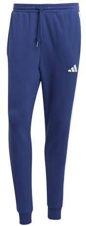 adidas Hombre Essential Three Stripes French Terry Pants, Dark Blue/White, L