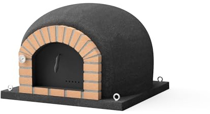MOVELAR - Horno de Leña Exterior de Obra STROMBOLI (Negro - 100 x 100 x 77 cm) – Horno de jardín en hormigón, aislado, con 3 mantas cerámicas, ideal para cocción tradicional - REF: 7018/1