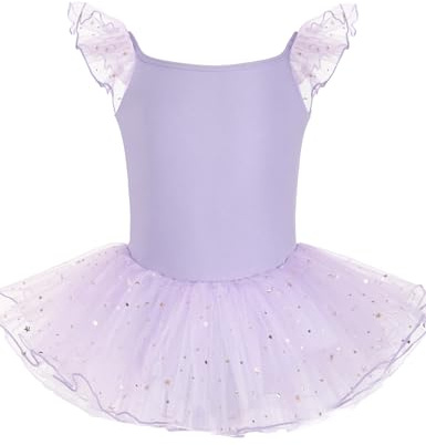 HIPPOSEUS Niña Tutu Vestidos de Ballet Maillot de Danza Gimnasia Leotardo Body Clásico para Niñas Body Traje de Baile,Y04-Lentejuelas Morado,10-11 Años