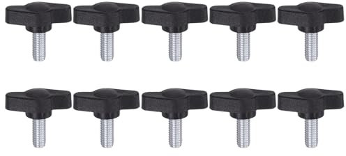 QUARKZMAN 10Pcs Vis de Serrage Étoile Vis à Oreilles M6 x 14mm Filetage Mâle Standard Boutons en Plastique T/Z Poignées Réglables Poignées de Serrage à Main Vis à Oreilles, Noires