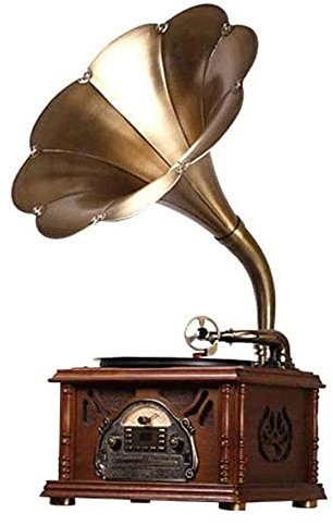 CAFIEDR Tocadiscos Retro, Caja de Música Vintage Retro Clásico Gramófono Fonógrafo Forma Estéreo Altavoz Sistema de Sonido Caja de Música Azul T