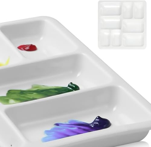 WIYETY 8-Well Palette Quadratische: Aquarellfarben Palette aus Melamin, Weißes Künstler Mischtablett für Gouache Malerei, Ölgemälde, Acry Malerei Tempera Malerei(18.2 * 18.2 * 2CM)