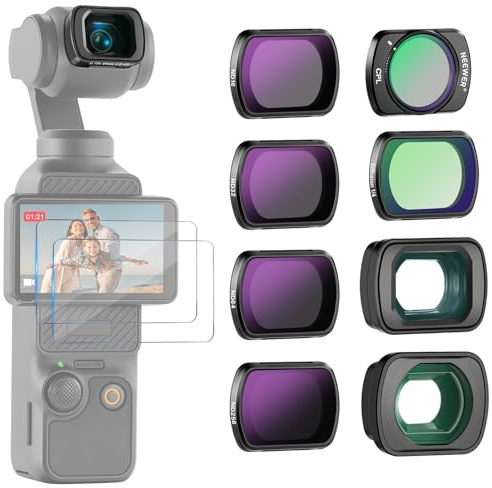 Neewer Lot de 6 filtres ND compatibles avec DJI Osmo Pocket 3, ND16 ND32 ND64 ND256 CPL Filtre à Diffusion Noire 1/4 avec Objectif Grand Angle 0,75x, Objectif Macro 2X et Protecteur d'écran, FL-B17