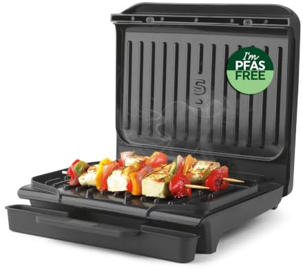 Salter ActiGrill Compact - 2 portion Small Health Grill, flytande gångjärn för att laga thicker bitar av mat och djup fyllning paninis, non-stick matlagningsplattor, automatisk temperaturkontroll