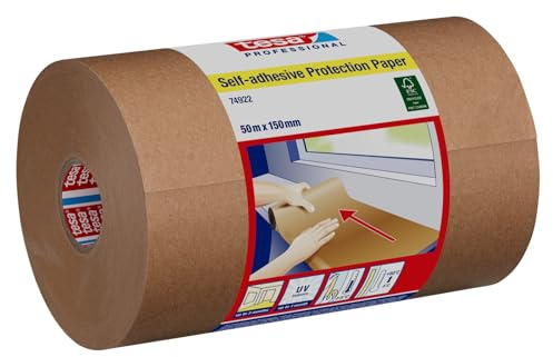 tesa papel protector autoadhesivo - Para protección y cobertura de grandes superficies, se retira sin dejar residuos, 1 rollo 50 m x 15 cm
