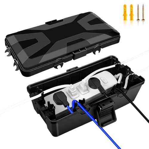 WenYa Waterproof Electrical Box, IP54 Rated Weatherproof Outdoor Enclosure, Universal Dry Box for Sockets, Multi-Plugs, Timer, Holiday Decorations, 24 x 11 x 9cm