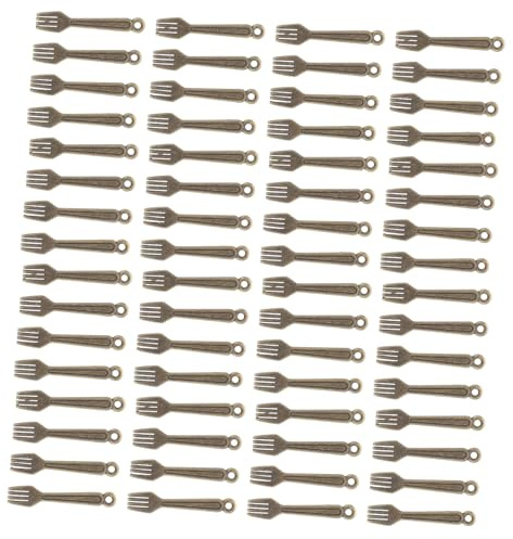 UKCOCO 100pezzi Ciondolo Posate in Miniatura Grazioso Ciondolo Forchetta Vintage Piccoli Ciondoli Per Creazione Di Gioielli Collana Bracciale Ciondoli Per Tavola
