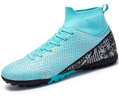 BAODLE Fotbollsskor för barn pojkar FG/AG utomhus män TF Spike fotbollsskor Turf high top fotboll professionella träningsskor, 1170 Tf måne, 44 EU