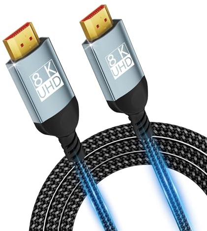 HDMI-kabel 3 m 10K 8K, Ultra höghastighets HDMI-kabel 10K 8K@60Hz 4K@240Hz, HDMI 2.1 som stöder HDR10+ eARC 3D HDCP 2.2 & 2.3 VRR DTS:X, kompatibel med PS5/4, Xbox, HDTV, Blu-ray/skärm/bärbar dator