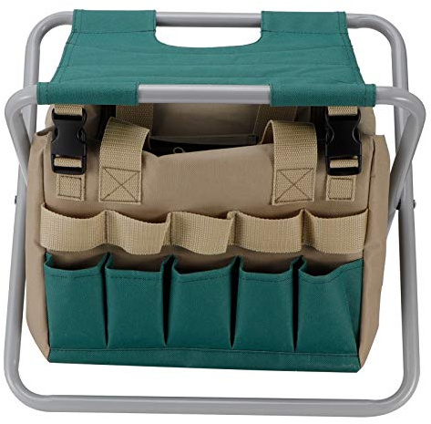 Phefop Sgabello da Giardinaggio Pieghevole, Borsa per Attrezzi da Giardino Portatile in Tessuto Oxford 600D, Sedile da Lavoro Multifunzionale per Giardinaggio, Campeggio, Pesca