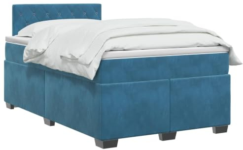vidaXL Lit boxspring avec Matelas Bleu foncé 120 x 200 cm Velours