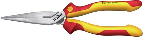 Wiha Flachrundzange Industrial electric mit Schneide gerade Form 200 mm Zange für Elektriker, VDE geprüft, stückgeprüft, stabil und robust (33178)