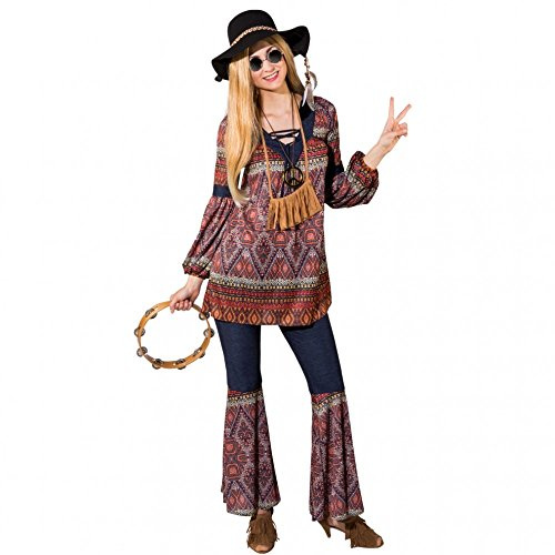 Damen Hippie Kostüm Gr. 34/36 Tunika Schlaghose Coachella Style 70er Jahre