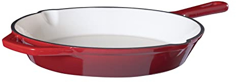 Eternal Living Enameled Cast Iron 10 Skillet Fry Pan Red