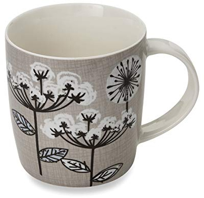 Cooksmart British Designed Barrel Coffee Mug | Ceramic Coffee Mugs for Home or Work | Large Mugs for Hot Drinks | Tea and Coffee Cups - Retro Meadow