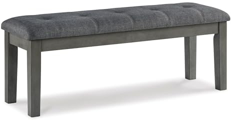 Signature Design by Ashley Hallanden Rustic Tufted Upholstered Dining Room Bench, Gray
