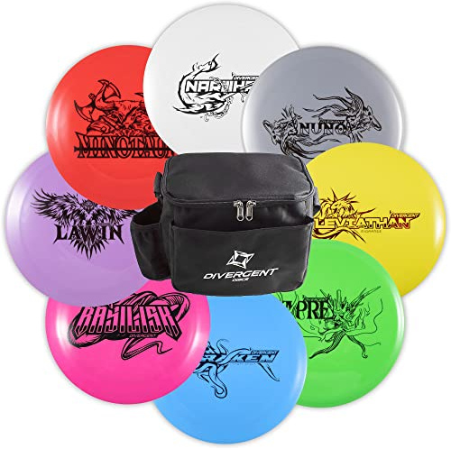 Divergent Discs Juego de 8 discos de golf para principiantes con bolsa de golf de disco de arranque