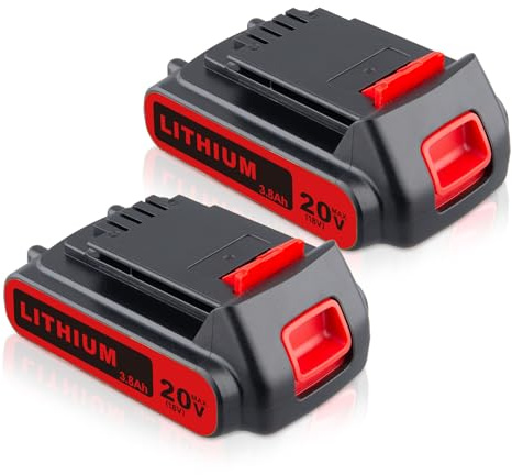 DASNITE 2 x Akkus LBXR20 18V/20V 3,8AH Lithium Ersatzakku für Black & Decker 18V Akku LBX20 BL2018 LBXR20B LBXR20-OPE LBXR2020 LBXR20 LB20 LB2X4020 für Black & Decker Akku Werkzeug Akkus