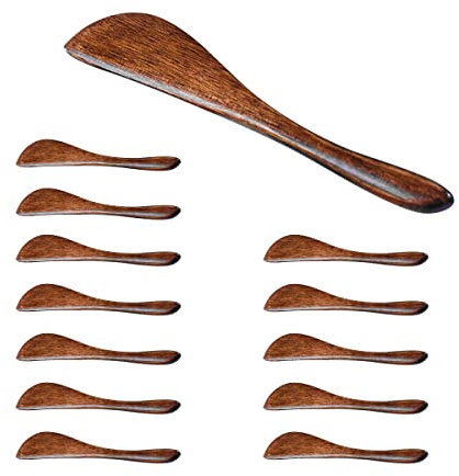Set of 12 Wooden Butter Spreaders - Ideal for Breakfast, Jam, Cheese and Sandwiches - Essential Tableware Knives