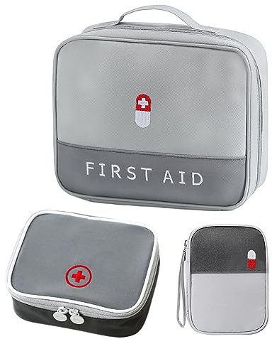 CHENKEE Medikament Tasche, 3 Stück wasserdichte Medizin Aufbewahrungstasche Medikamententasche Leer Erste Hilfe Tasche Große Kapazität Medizinische Notfalltasche für Home, Office, Reisen (Grau)