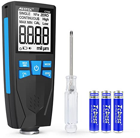 Medidor de Espesor Pintura MESTEK Medidor de Espesor de Revestimiento 0-1500um con LCD Sensor Automático de Fe&NF 2 en 1, para Automóviles, Automóviles Usados, Superficies de Equipos, etc.