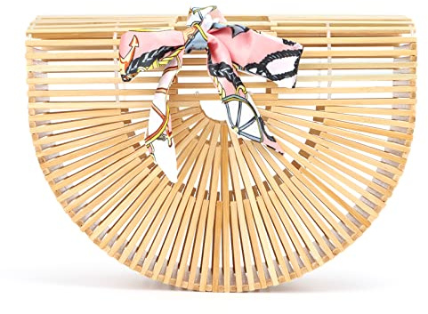 Emprier Vintage Bamboo Bags for women Handmade Straw Bags Summer Beach Purses Basket Handbags