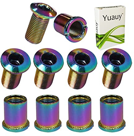Yuauy 5 bulloni per corona tripla, viti a disco colorato per ruota dentata adatta per bici da strada, mountain bike MTB