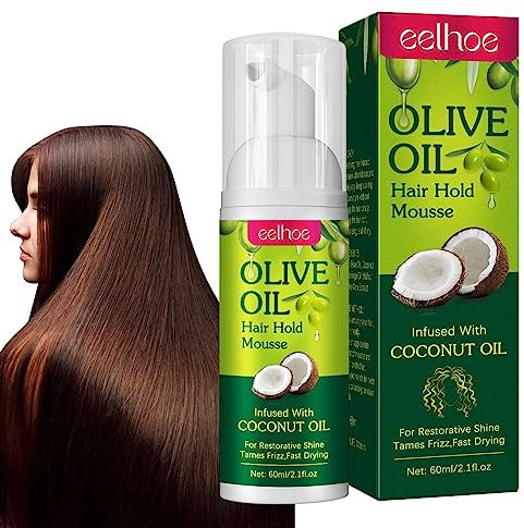 Schiuma per capelli idratante per capelli ricci, olio d'oliva biologico per il controllo dei brividi, 60 l