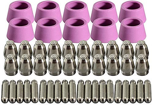 tassieroon 50Pcs Plasma Cutter Torch Consumables Electrode Nozzles Cups Kit for -60 SG-55 WSD-60 Fit CUT-60 LGK-60 Plasma Cutter