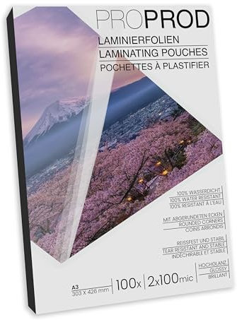 ProProd - Laminierfolien / Laminiertaschen - A3 2x100 Mikron - 100 Stück - Glänzend