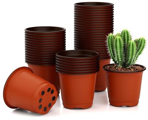 Cutiland 100 Pezzi Vasi da Fiori in Plastica per Piante,Vasetti per Piantine Riutilizzabile con Fori di Drenaggio,Vaso per Piantine per Semi,Verdure,Giardini