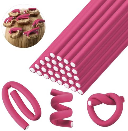30 Pezzi Bigodini Morbidi Flessibili Heatless Curls 24×0.8cm Heatless Hair Curler, Bigodini Flessibili Bigodini per Capelli Senza Calore, Arricciacapelli Senza Calore Bigodini Morbidi per Dormire