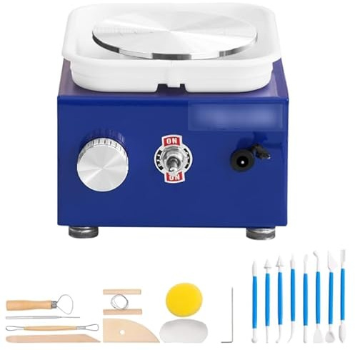LetCart Mini Elektrisch Töpfermaschine, Töpferscheibe Keramik Rad Maschine, Regelbare Geschwindigkeit Abnehmbares Becken 2 Drehteller Keramikradmaschine für Töpferstudio/Heimkeramik DIY