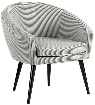 Traumnacht Relaxsessel, Cocktailsessel Theo, bequemer Polstersessel mit Armlehnen und gemütlichem Kord Bezug, produziert nach deutschem Qualitätsstandard, steingrau, 65 x 74 x 81 cm