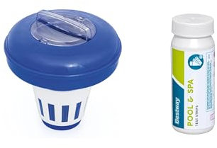 Bestway | Flowclear 3-in-1 Teststreifen Starter-Set inkl. Dosierschwimmer | 16,5 cm Ø | Poolwasser sauber und kristallklar