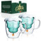 LIBWYS Süße Tassen Weihnachtstasse Becher 2er Set, Weihnachten Geschenke Teegläser Kaffeeglas Doppelwandige Thermoglas für Espresso Latte Macchiato (300ml*2)
