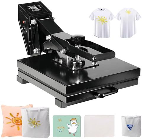 Svart värmepress 400 x 500 mm Textilpress sublimeringsmaskin 1600 W snabb uppvärmning digital och industriell sublimering överföring värmepress för T-shirt, väska, kudde