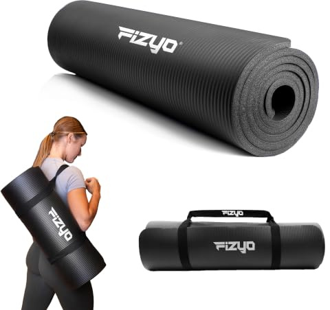 Fizyo Esterilla de Yoga Gruesa Antideslizante NBR 10 mm – Colchoneta para Pilates, Gimnasio y Fitness, Caucho Sintético Resistente para Entrenamiento, Ejercicio y Relajación, 190 x 60 cm, Negro