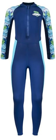 Kids Wetsuits Diving Swimming Surfing Neoprene Thermal Warm One Piece Swimsuit Long Sleeve UV Protection Rash Guard Dark Blue