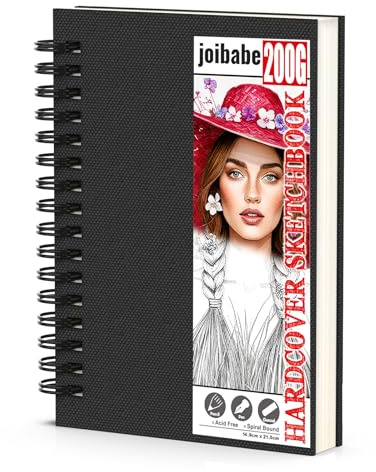joibabe Skizzenbuch A5,200g/m² Dickes Papier,Zeichenbuch A5 Hardcover Spiralgebundener,Skizzenblock zum Skizzieren,Porträt,Malblock din A5 40 Blatt/80 Seiten Zeichenblöcke für Kinder & Erwachsene