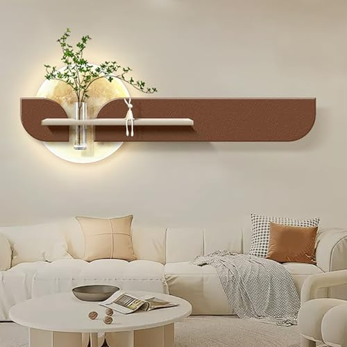 ZYZSY Pintura Mural Moderna con Plantas simuladas, Arte de Pared 3D con luz LED cálida, esculturas de Pared, para Sala De Estar, Pasillo, Entrada Y Oficina(Brown,180 * 60cm/71 * 23.6in)