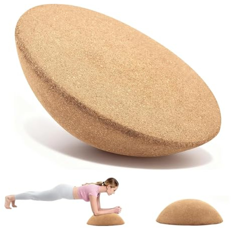 Balance Board semisfero in sughero massiccio, antiscivolo, sostenibile, ideale per l'allenamento dell'equilibrio, yoga, riabilitazione e fitness, adatto per Balance Board (29 x 10 cm)