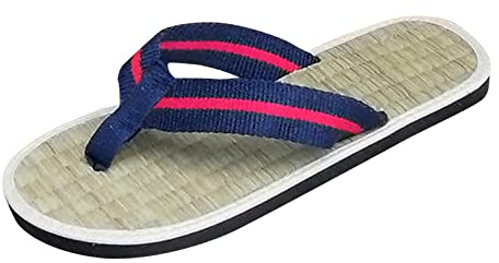 Genérico Zapatillas para mujer Zapatillas planas Cómodas sandalias antideslizantes Chanclas silenciosas de ratán de bambú (Red, 39)