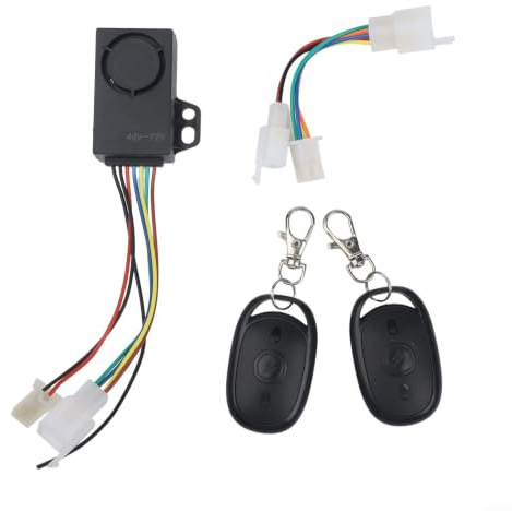 36V-72V Electric Vehicle Alarm System High Volume 120dB(D) | Dual wireless remotes, keyless one-button start, 36-72V wide voltage, fits most e-bikes, easy install