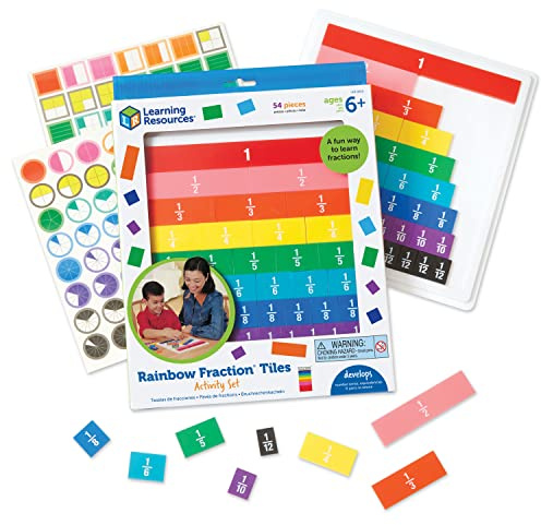 Learning Resources Rainbow Fraction Tiles - 54 Pieces, Ages 6+ Early Math Skills, Visual Aid, Math for Kids, Teacher Supplies