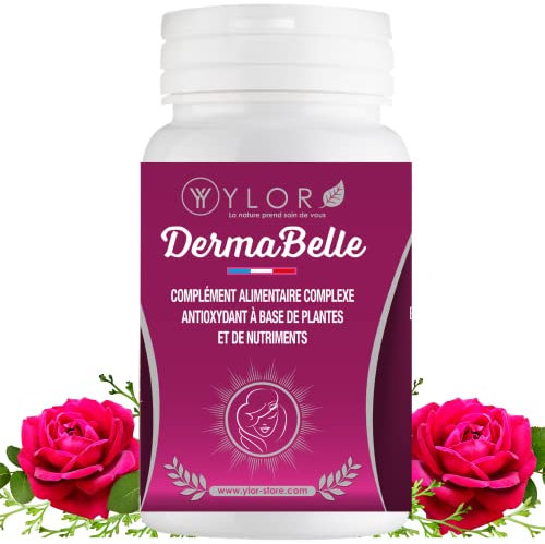 Antioxydant Puissant Beauté de la Peau| Poudre de Bardane + Extrait de Pépins de Raisin OPC et d’olive + Poudre de pétales de rose |60 Gélules Vegan | Anti imperfections bouton | Derma Belle