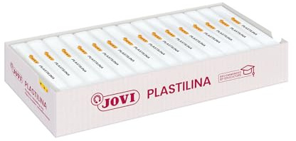 Jovi - PLASTILINA, Pasta da modellare a base vegetale, 15 x 150 grammi, Colore bianco, Grande plasticità, Senza glutine, Ideale per bambini a partire dai 2 anni (7101)